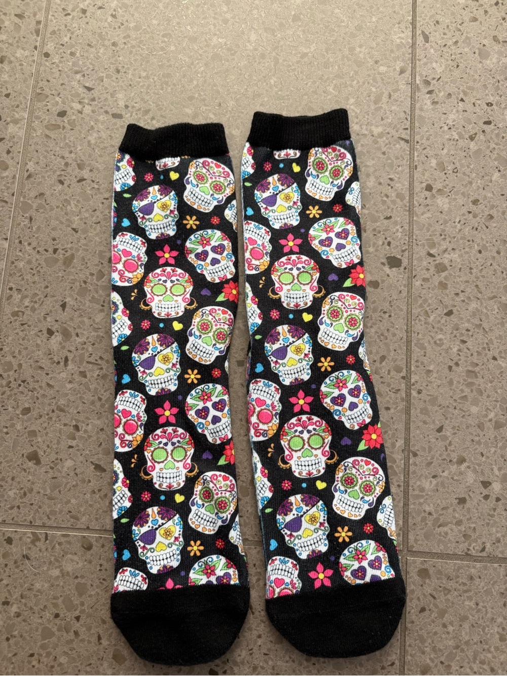 Unisex Black Day of the Dead Sugar Skull Socks